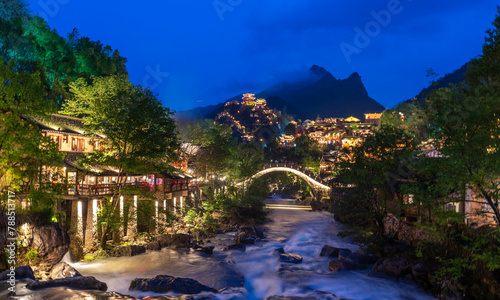 Photography Wangxian Valley, China's tourist attractions, with waterfalls and beautiful anci