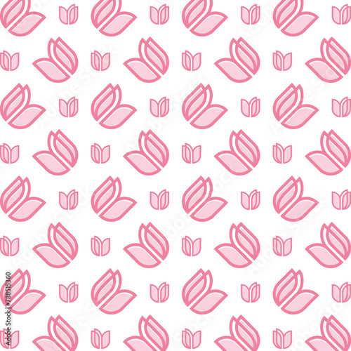 Pink flower glorious trendy multicolor repeating pattern vector illustration background design