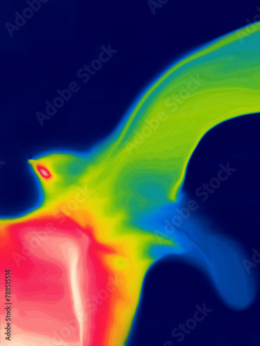 The Firebird (from Igor Stravinsky's ballet) - the mystical bird of happiness imagination. Thermal impressijnism photo