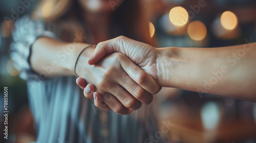 Professionals shake hands and exchange smiles, exuding elation and satisfaction after successfully closing a lucrative business deal, marking a significant milestone in their careers.