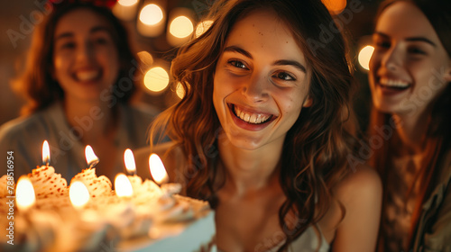 Surrounded by friends and family, someone is taken aback by a surprise birthday party, their face alight with delighted shock and elation at the unexpected celebration. photo