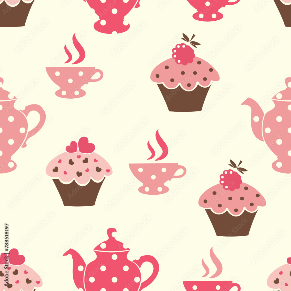 seamless patterns with Valentine's Day items. Vector graphics.