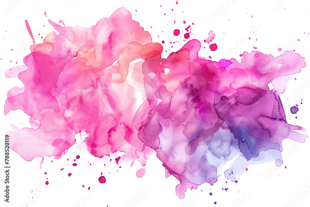 pink watercolor vibrant splash, isolated on white. abstract watercolor background