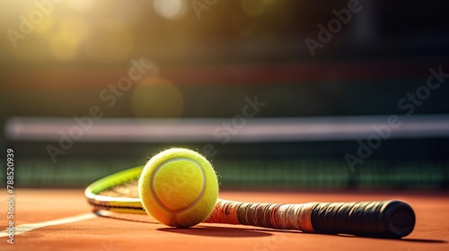 Tennis ball and racket Generative AI