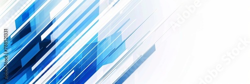 Blue and white background with diagonal lines could be used as a corporate banner with geometric shapes that have a tech-inspired and futuristic feel Generative AI