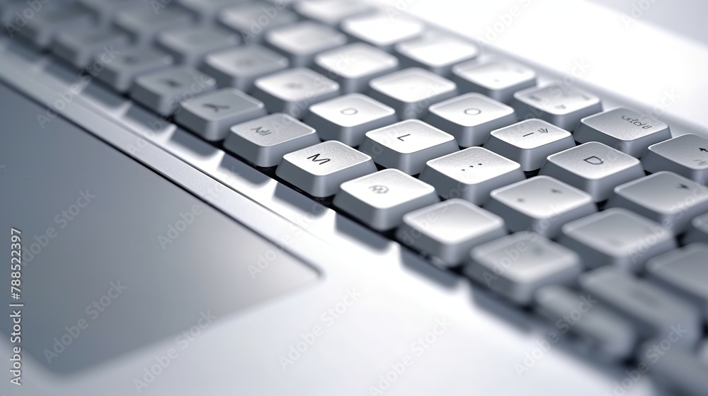 Keyboard of a modern laptop close-up. 3D rendering