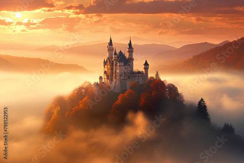 beautiful royal palace castle building fantasy 3d rendering