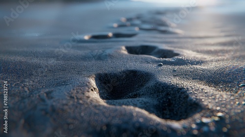 Close-up of footprints in wet sand