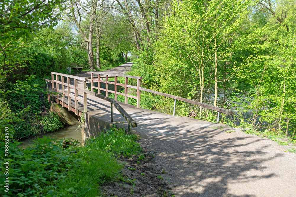 Holzbrücke auf dem Werse-Rad-Weg in Ahlen-Westfalen