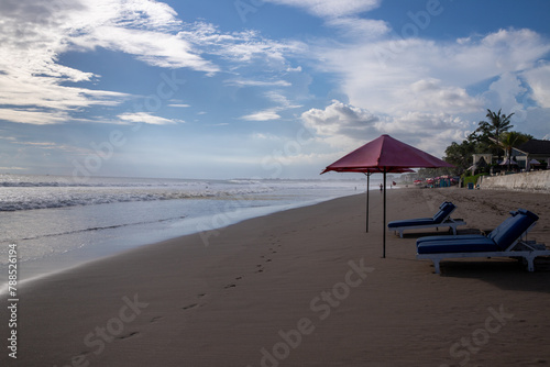 beach with umbrellas