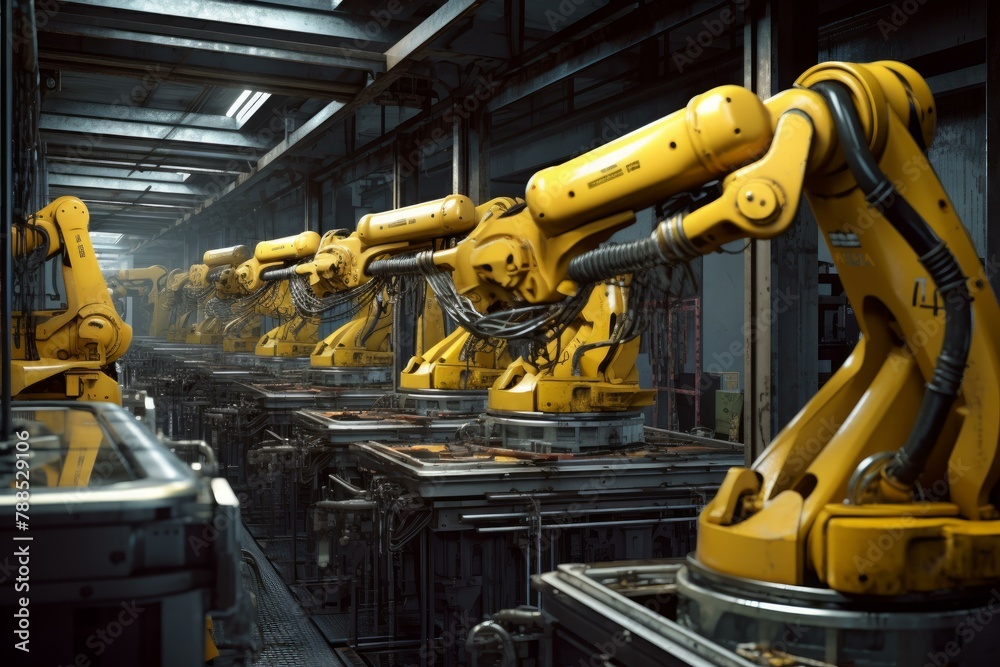 Durable Robotics arm factory industrial. Smart machinery. Generate Ai