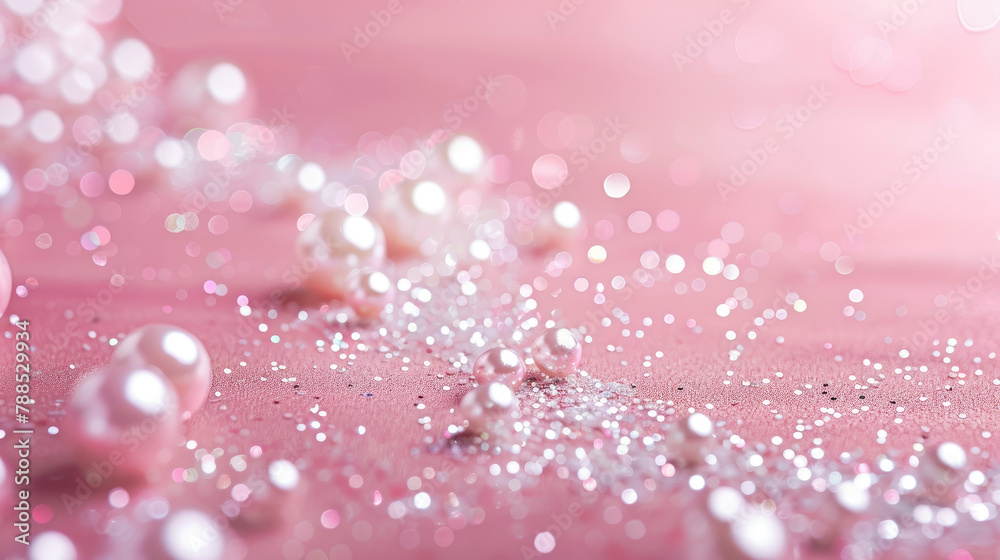 Pile of Luminous Pearls on Soft Pink Background Pile of Luminous Pearls on Soft Pink Background