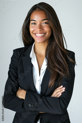 Confident Young Businesswoman Posing in a wall wall Office 