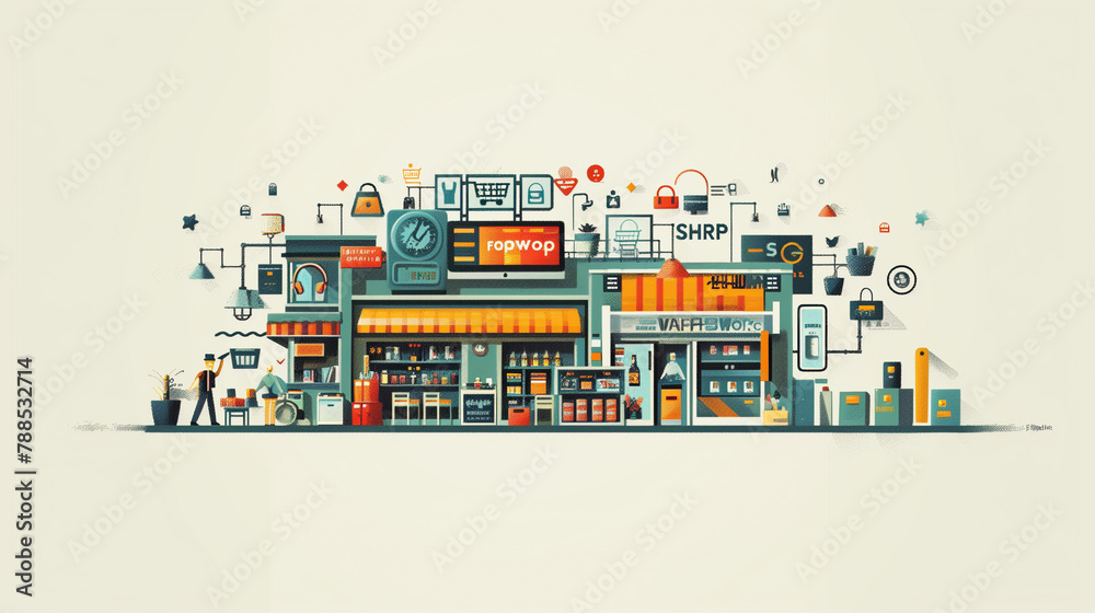 Fototapeta premium infographic eshop shopping