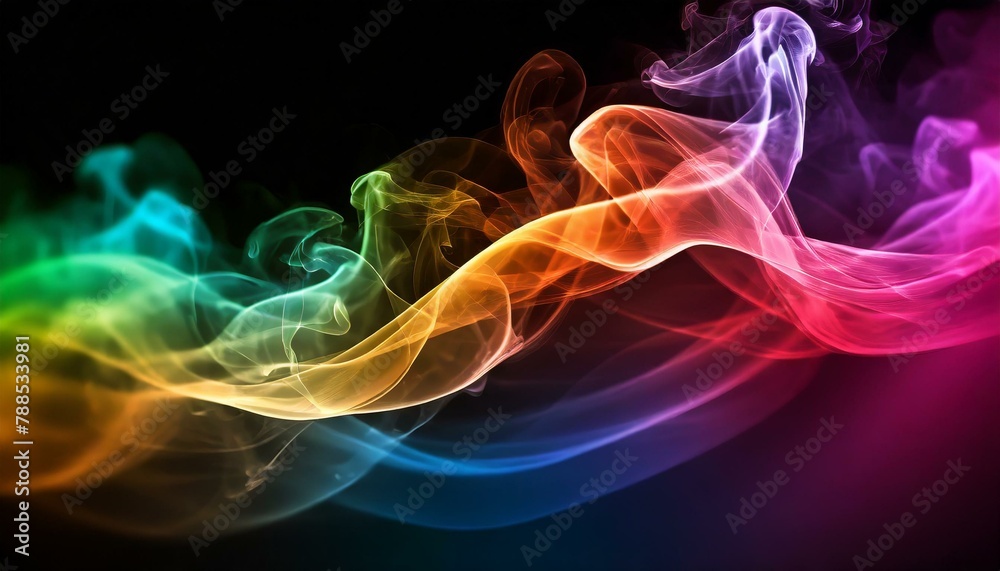 Chromatic Symphony: Abstract Waves of Colorful Smoke