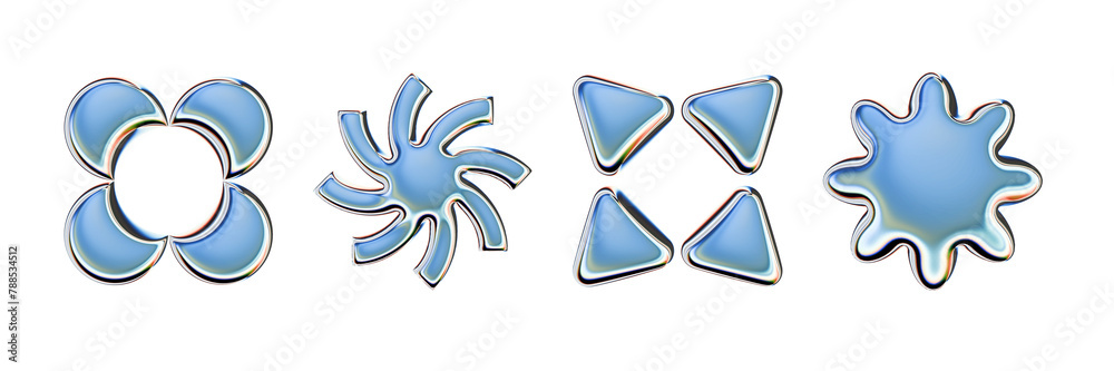 3D chrome y2k shape set, retro futuristic metal icon, mercury brutalist flower form, glossy effect. Galaxy geometric liquid steel sticker, 90s design element hologram. Chrome y2k blue funky forms 3D chrome y2k shape set, retro futuristic metal icon, mercury brutalist flower form, glossy effect. Galaxy geometric liquid steel sticker, 90s design element hologram. Chrome y2k blue funky forms