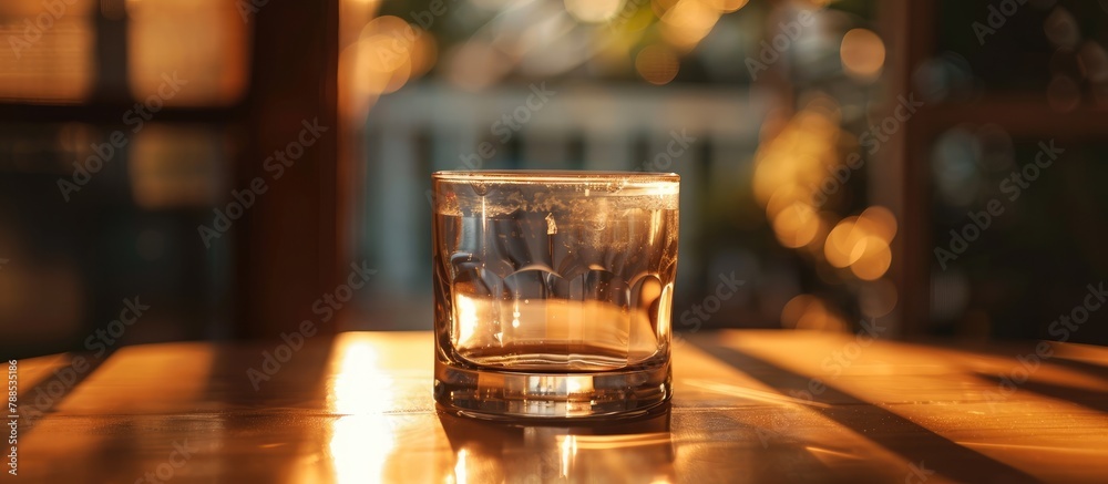 An empty glass sits on the table, ready to be filled.