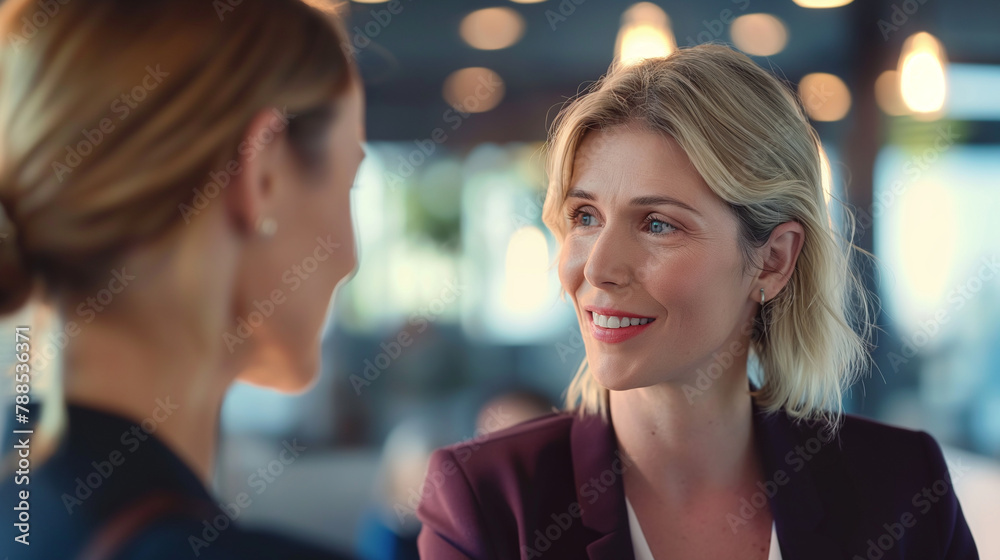 Businesswoman mentoring a colleague, sharing insights and expertise. Happiness, improvement, team, knowledge, desire to live Businesswoman mentoring a colleague, sharing insights and expertise. Happiness, improvement, team, knowledge, desire to live