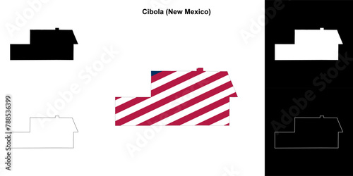 Cibola County (New Mexico) outline map set photo
