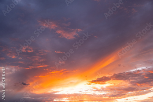 panoramic sunrise in bright rich and saturated colors, sunset dusk  sky, high quality photo