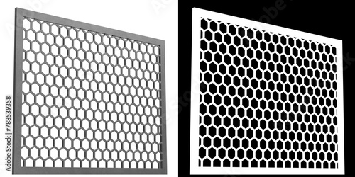 3D rendering illustration of a modular honeycomb grid panel