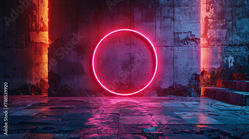 The futuristic allure of a neon circle, casting an infinite glow and evoking technological advancement.