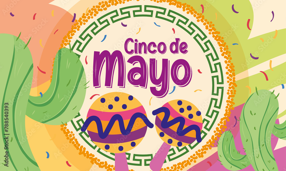 Mexico holiday cinco de mayo celebration mexican tradition hispanic culture printable banner latin and party theme Vector illustration Mexico holiday cinco de mayo celebration mexican tradition hispanic culture printable banner latin and party theme Vector illustration