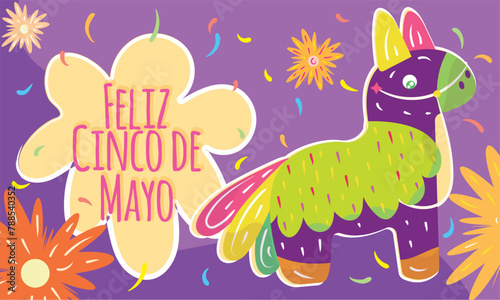 Cinco de mayo celebration mexican festival banner Colorful greeting card traditional mexican National festival cinco de mayo Vector illustration 