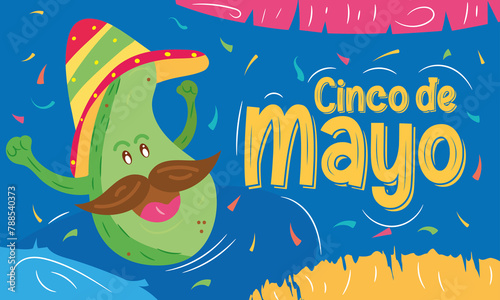 Mexico holiday cinco de mayo celebration mexican tradition hispanic culture printable banner latin and party theme Vector illustration