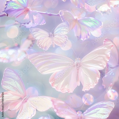 Butterflies on a blue  blurred background  
