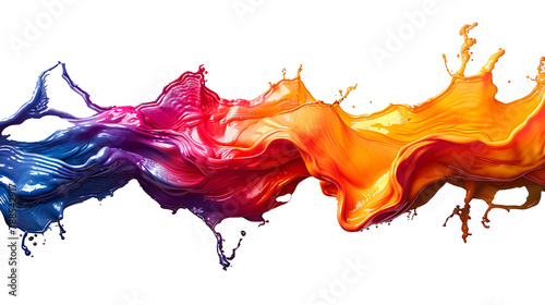 Colorful long paint splash PNG. Red paint explosion. Yellow paint splatter. Blue and purple paint splash PNG
