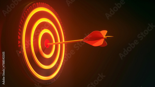 bullseye or target and arrow hitting light icon animation