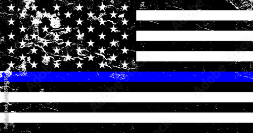 Grunge flag USA with blue line