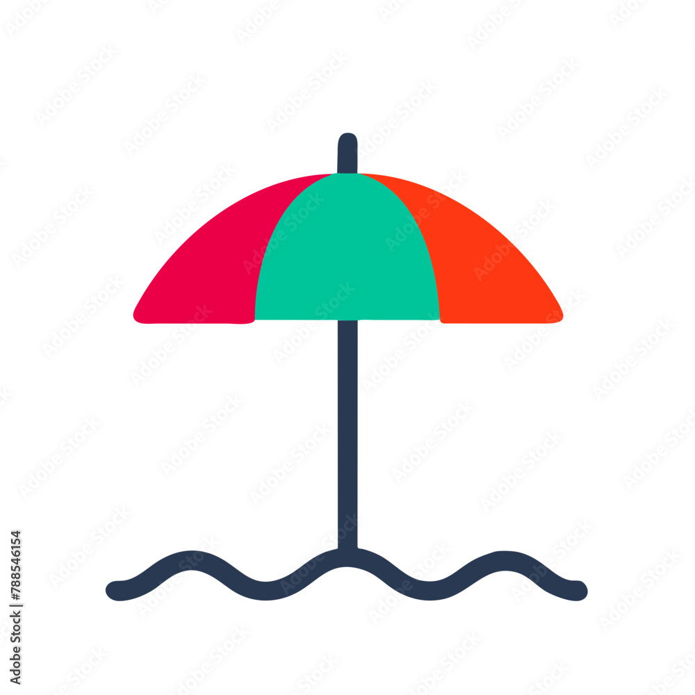 Beach Umbrella Single icon vector graphics Summer element silhouette sign symbol illustration on a Transparent Background