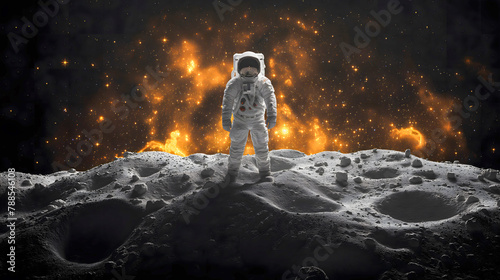 Astronaut standing on planet surface