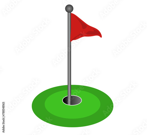 minimalist vector image of green golf course, course, greens, fairways, bunkers, sand traps, summer leisure