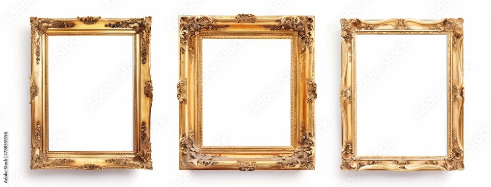 picture frame set isolated on white background gold vintage picture frame set isolated on white background gold vintage