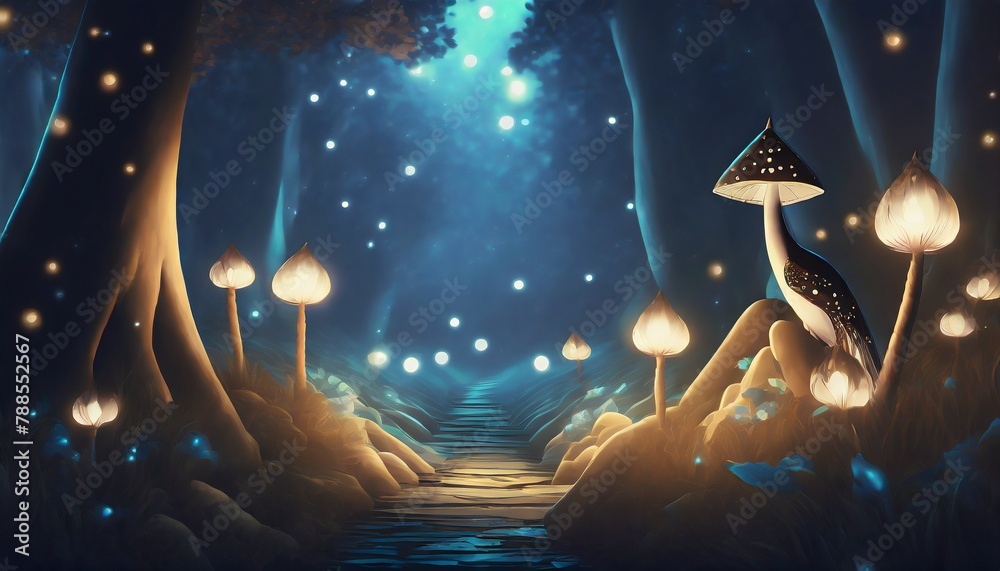 magic lamp in the forest - obrazy, fototapety, plakaty 