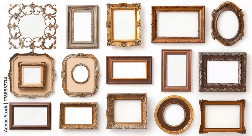 picture frame set isolated on white background gold vintage picture frame set isolated on white background gold vintage