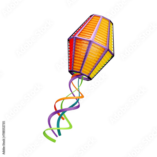 3D Traditional Colorful Paper Balloon for Brazilian June Party São João Decoration with Transparent Background