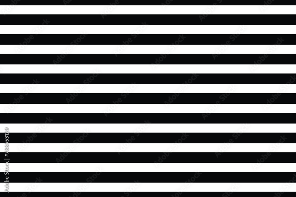 Striped background with horizontal straight black and white stripes. Seamless and repeating pattern. Editable vector illustration. - obrazy, fototapety, plakaty 