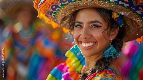 Cinco de Mayo parade with vibrant floats and costumes, celebrating Mexican heritage © saichon