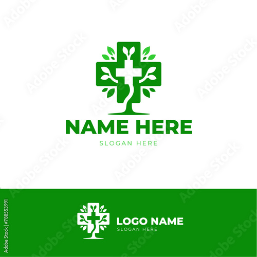  A single leaf with a medical cross vein, symbolizing nature and healing, with the cross delicately veined into the leaf's structure
