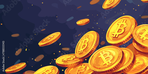 Copy space background cryptocurrency vector cartoon illustration blank background bitcoin