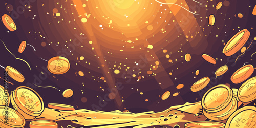 Copy space background cryptocurrency vector cartoon illustration blank background bitcoin