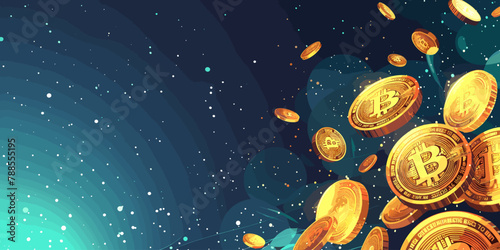 Copy space background cryptocurrency vector cartoon illustration blank background bitcoin