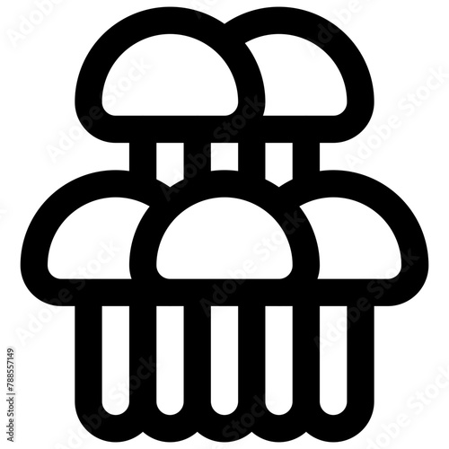 Enoki mushrooms. Editable stroke vector icon.