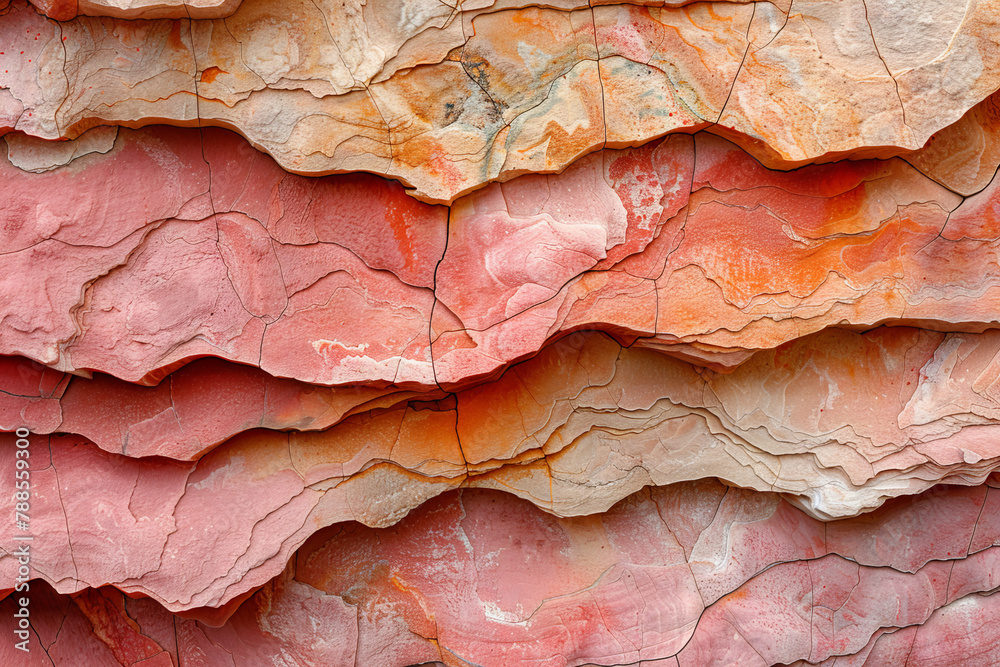 Fototapeta premium Textured Layers of Multicolored Canyon Rock Close-Up