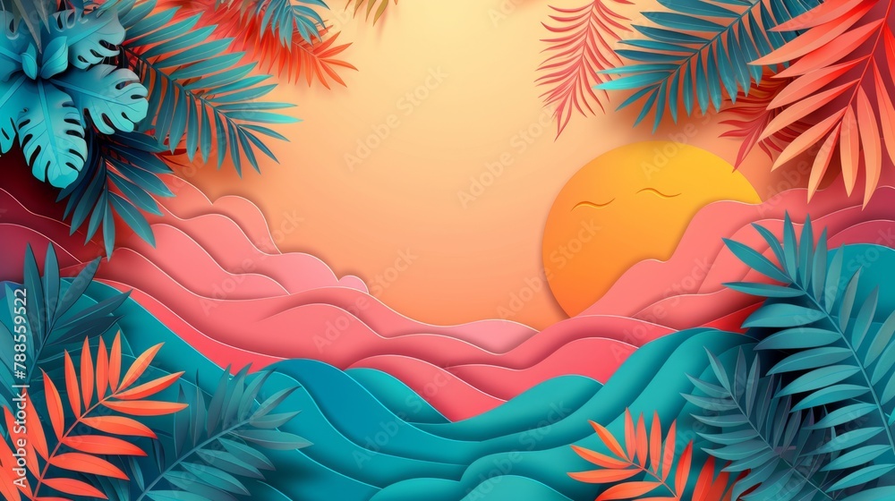 Summer colorful background. The concept of summer holidays. illustration