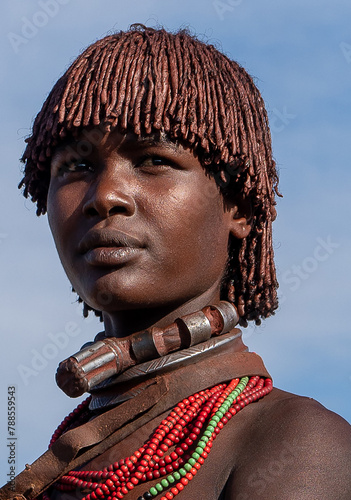 South Ethiopia, in the Omo Valley a beautiful young married woman from the village of Turmi. 17 february 2024	